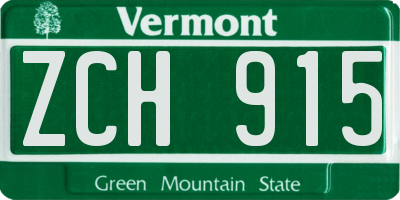 VT license plate ZCH915