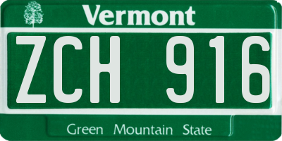 VT license plate ZCH916