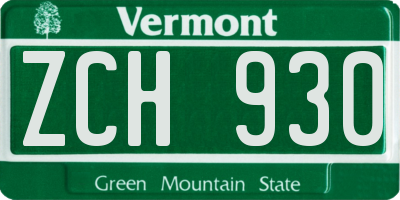 VT license plate ZCH930