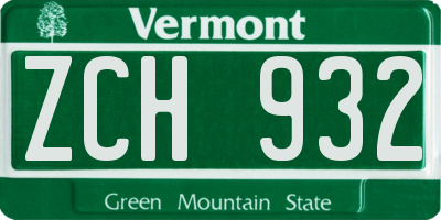 VT license plate ZCH932