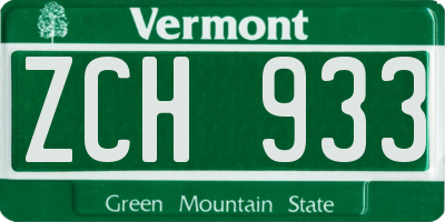 VT license plate ZCH933