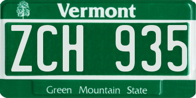 VT license plate ZCH935