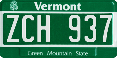 VT license plate ZCH937