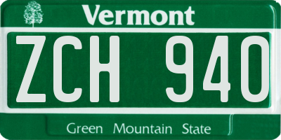 VT license plate ZCH940