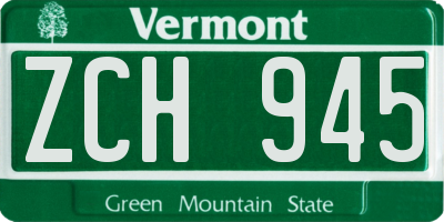 VT license plate ZCH945