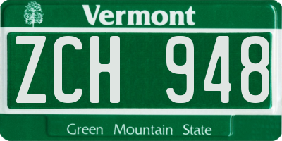 VT license plate ZCH948
