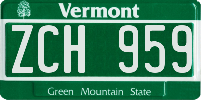 VT license plate ZCH959