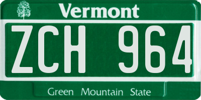 VT license plate ZCH964