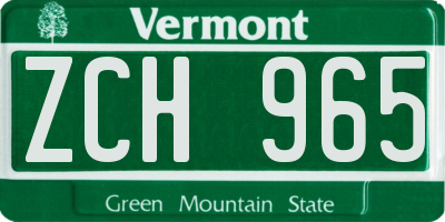 VT license plate ZCH965