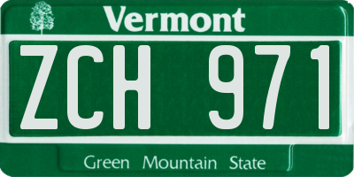 VT license plate ZCH971