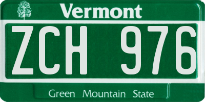 VT license plate ZCH976