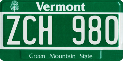 VT license plate ZCH980