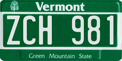 VT license plate ZCH981