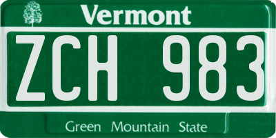 VT license plate ZCH983