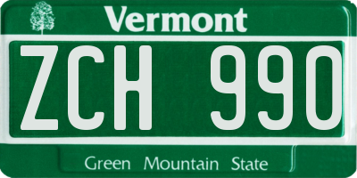 VT license plate ZCH990
