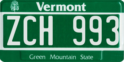 VT license plate ZCH993