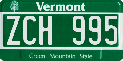 VT license plate ZCH995