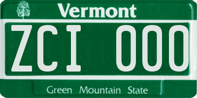 VT license plate ZCI000