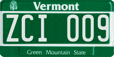 VT license plate ZCI009