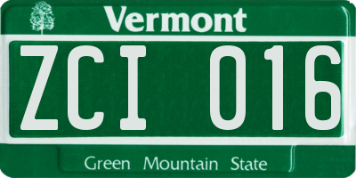 VT license plate ZCI016