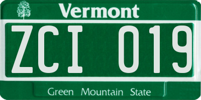 VT license plate ZCI019