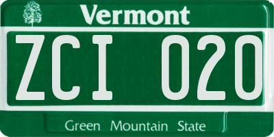 VT license plate ZCI020