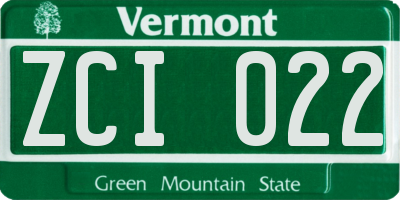 VT license plate ZCI022