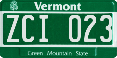 VT license plate ZCI023