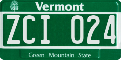 VT license plate ZCI024