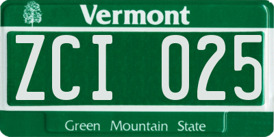 VT license plate ZCI025