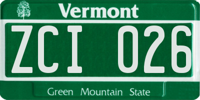 VT license plate ZCI026