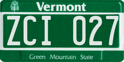 VT license plate ZCI027