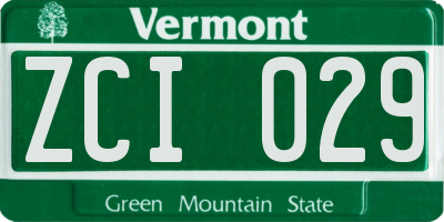 VT license plate ZCI029