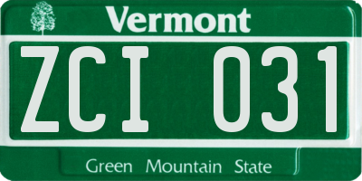 VT license plate ZCI031