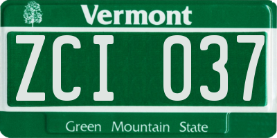 VT license plate ZCI037