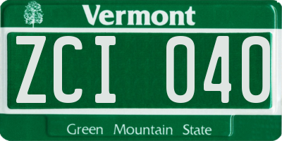 VT license plate ZCI040
