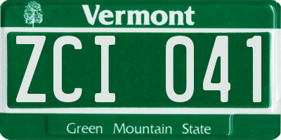 VT license plate ZCI041