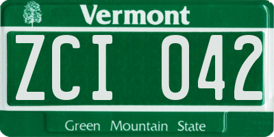VT license plate ZCI042