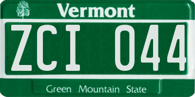 VT license plate ZCI044