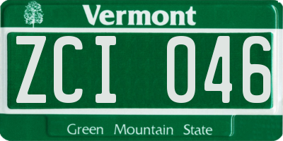VT license plate ZCI046