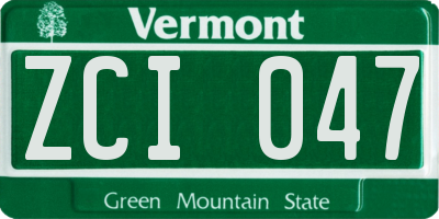 VT license plate ZCI047