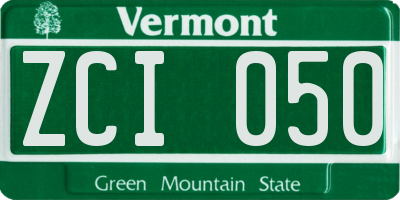 VT license plate ZCI050