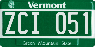 VT license plate ZCI051