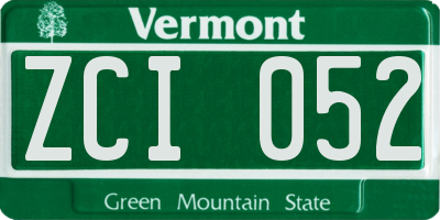 VT license plate ZCI052