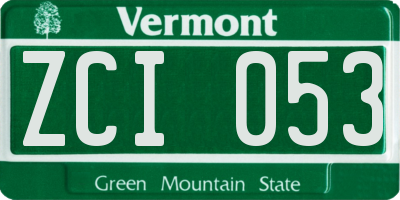 VT license plate ZCI053