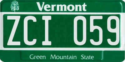 VT license plate ZCI059