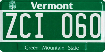 VT license plate ZCI060