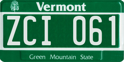 VT license plate ZCI061