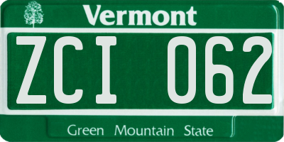 VT license plate ZCI062