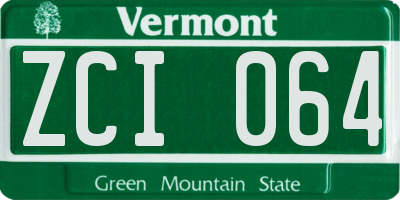 VT license plate ZCI064